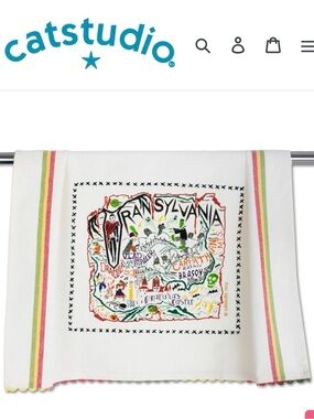 NWT Catstudio Transylvania Tea Towel - White with Multicolor Accents